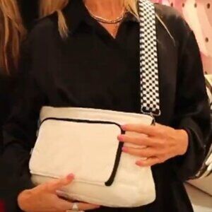 THINK ROYLN White Crossbody Bag with Black Accents